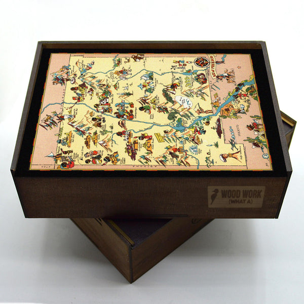 NEW MEXICO Wooden Puzzle | Vintage Pictorial Map | Adult Jigsaw Puzzles