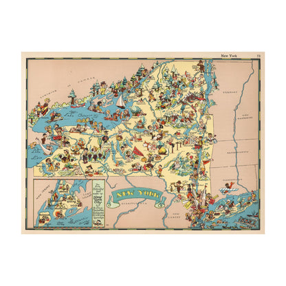 NEW YORK State Wooden Puzzle | Vintage Pictorial Map | Adult Jigsaw Puzzles