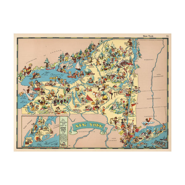 NEW YORK State Wooden Puzzle | Vintage Pictorial Map | Adult Jigsaw Puzzles
