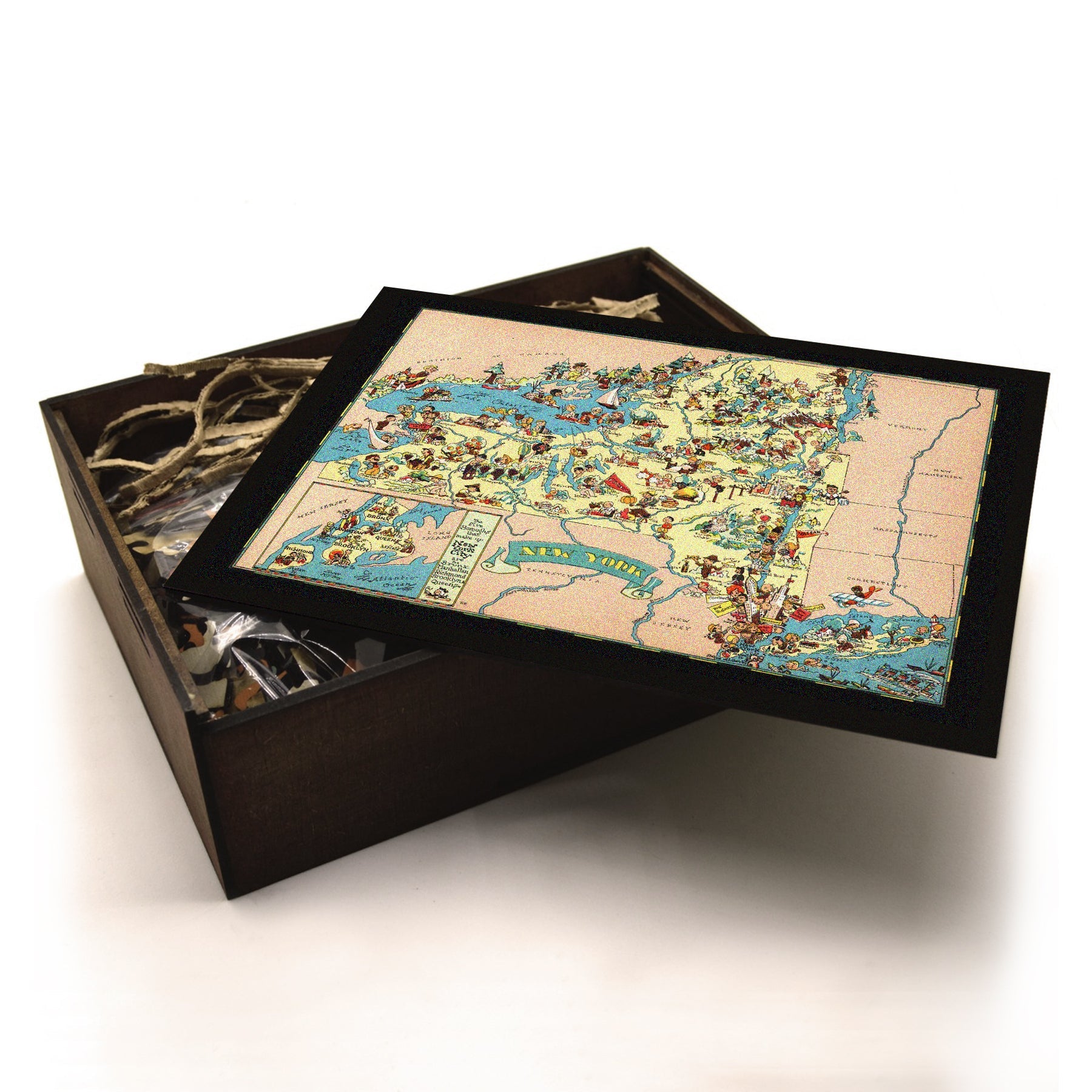 NEW YORK State Wooden Puzzle | Vintage Pictorial Map | Adult Jigsaw Puzzles
