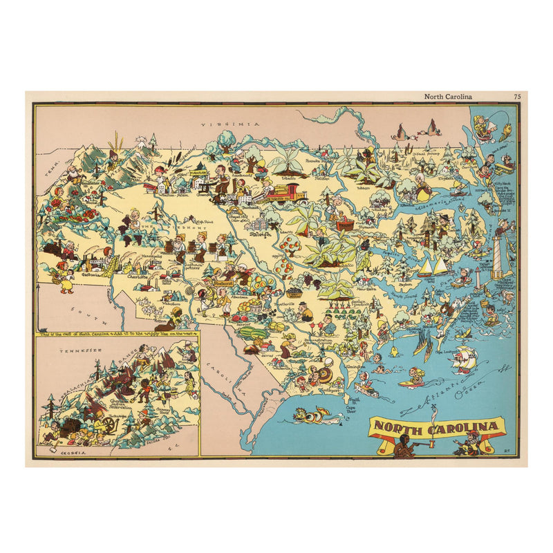 NORTH CAROLINA Wooden Puzzle | Vintage Pictorial Map | Adult Jigsaw Puzzles