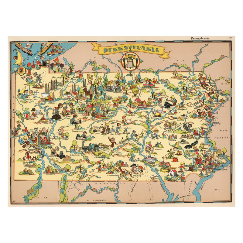 PENNSYLVANIA Wooden Puzzle | Vintage Pictorial Map | Adult Jigsaw Puzzles