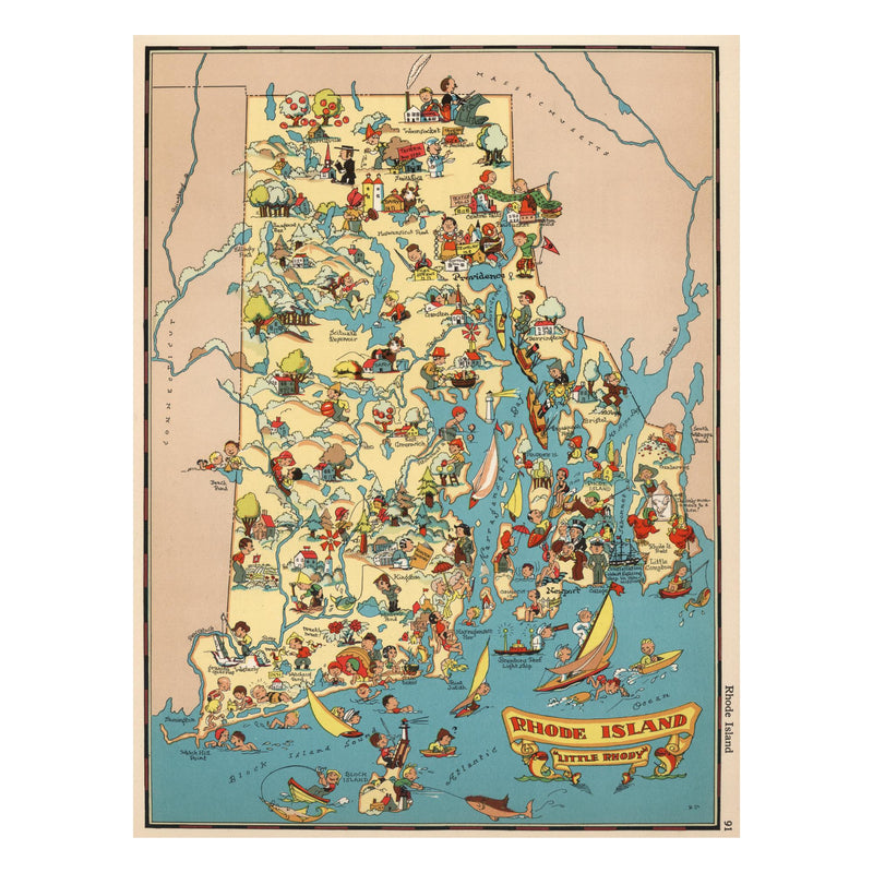 RHODE ISLAND Wooden Puzzle | Vintage Pictorial Map | Adult Jigsaw Puzzles