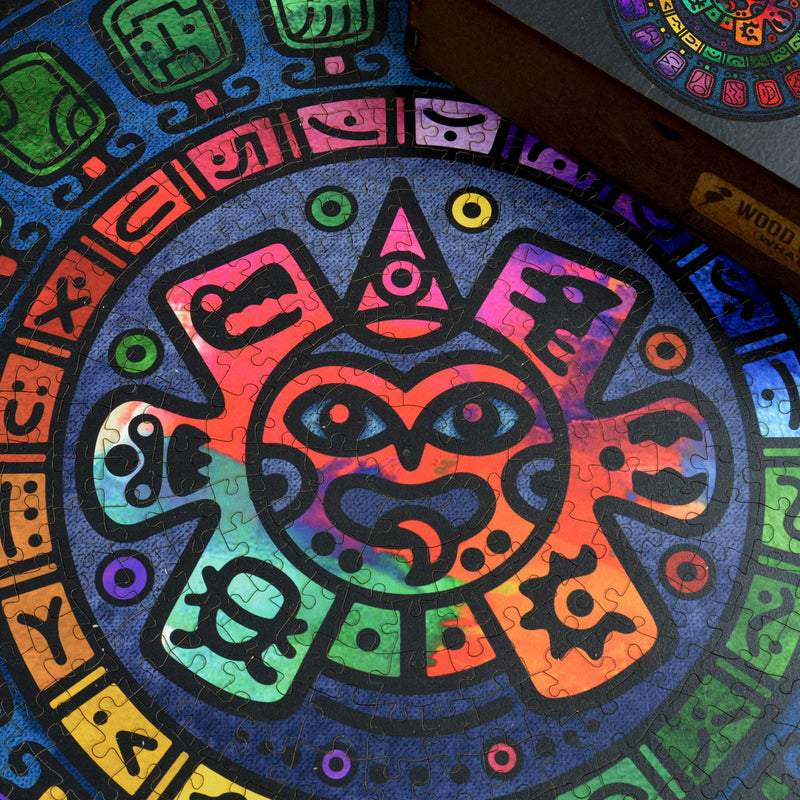 Round Wooden Puzzle Aztec Calendar "WHEEL" 31 inches 1000 pcs Adul