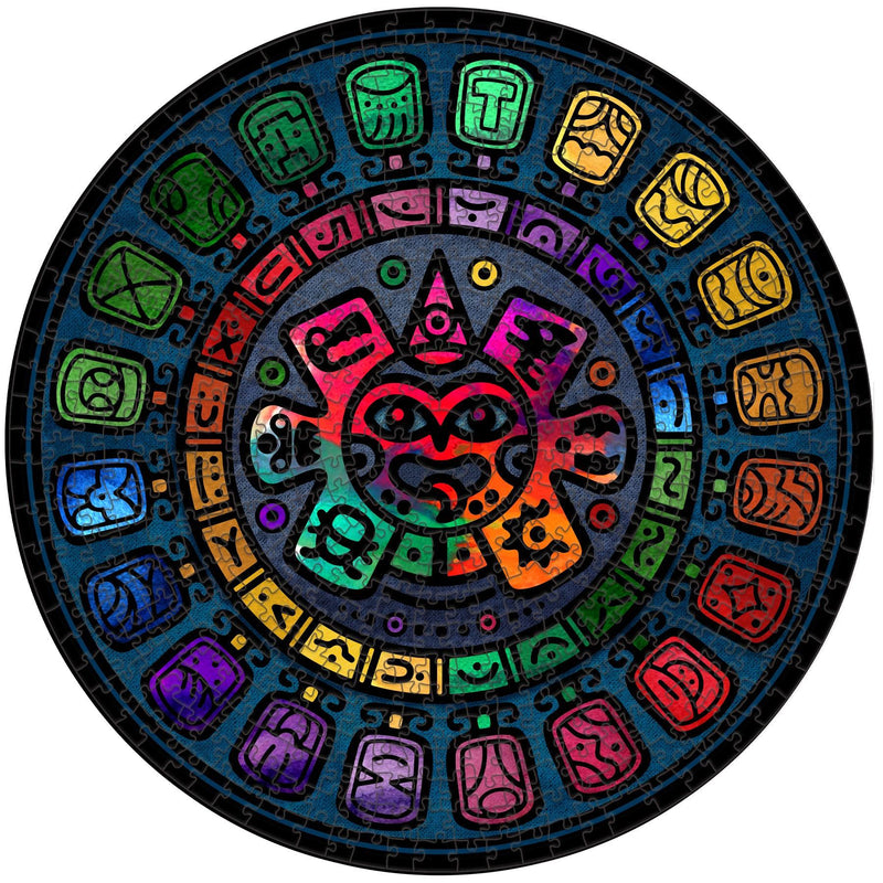 Round Wooden Puzzle Aztec Calendar "WHEEL" | 31 inches 1000 pcs | Adult Jigsaw Puzzles