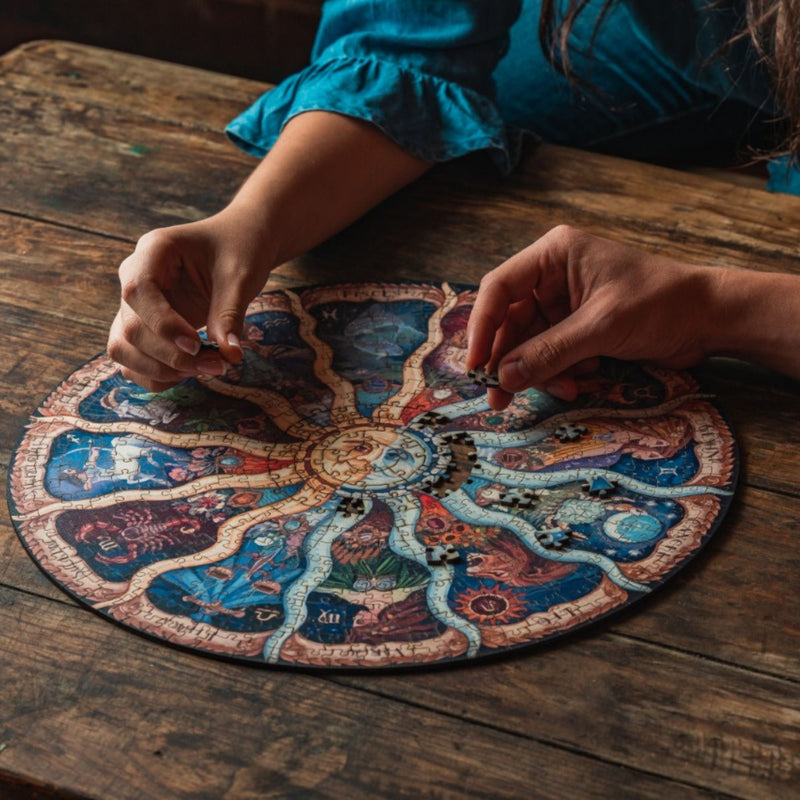 Round Wooden Puzzle "ZODIAC" | 31 inches 1000 pcs | Adult Jigsaw Puzzles