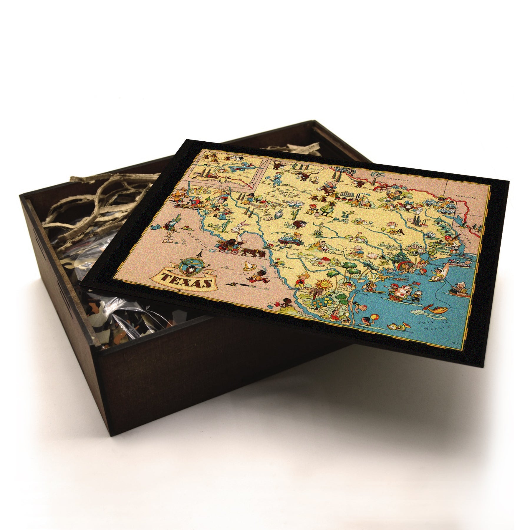 TEXAS Wooden Puzzle | Vintage Pictorial Map | Adult Jigsaw Puzzles
