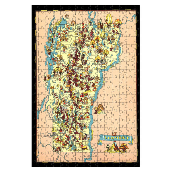 VERMONT Wooden Puzzle | Vintage Pictorial Map | Adult Jigsaw Puzzles