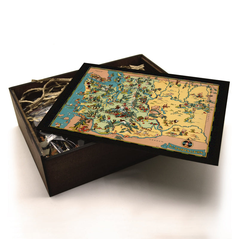 WASHINGTON Wooden Puzzle | Vintage Pictorial Map | Adult Jigsaw Puzzles