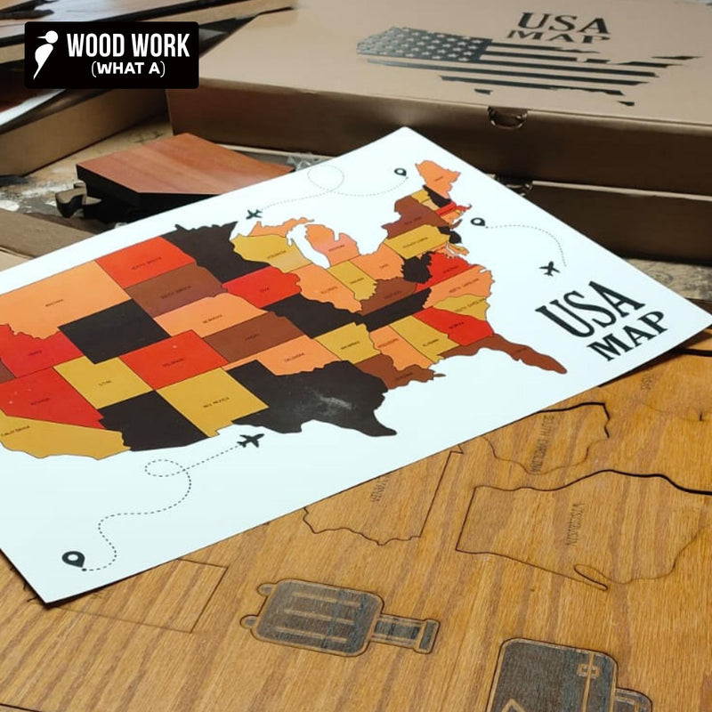 Wooden USA MAP | wall & floor puzzle