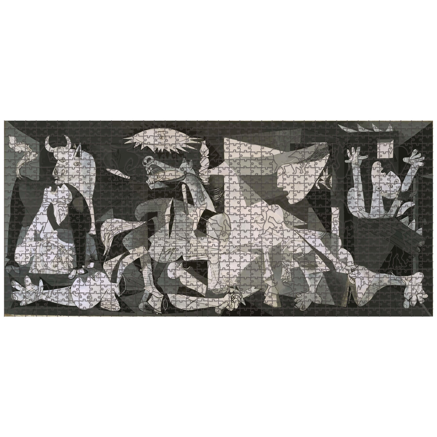 High-quality wooden jigsaw puzzle featuring Pablo Picasso’s Guernica, meticulously crafted with eco-friendly wood composite. A collectible puzzle for art lovers, available in multiple sizes.