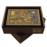 Vintage Pictorial GANGSTER MAP | Wooden Puzzle | “A Map of CHICAGO’s Gangland” | Adult Jigsaw | 1930 | Map Collector gifts
