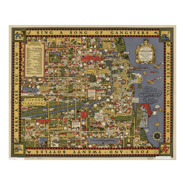 Vintage Pictorial GANGSTER MAP | Wooden Puzzle | “A Map of CHICAGO’s Gangland” | Adult Jigsaw | 1930 | Map Collector gifts
