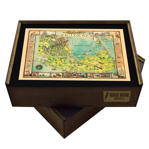 Antique NANTUCKET Map | Wooden Puzzle | Adult Jigsaw | Map Collector gift