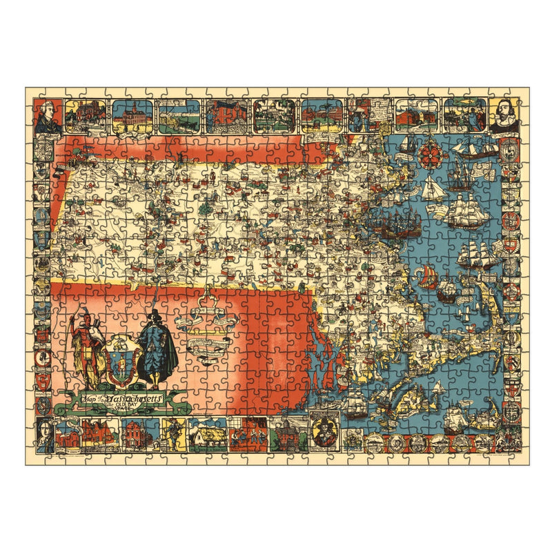 Antique MASSACHUSETTS Map | Wooden Puzzle | Adult Jigsaw | Map Collector gift