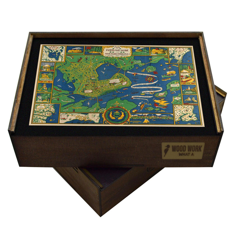 Antique PORTLAND ME Map | Wooden Puzzle | Adult Jigsaw | Map Collector gift